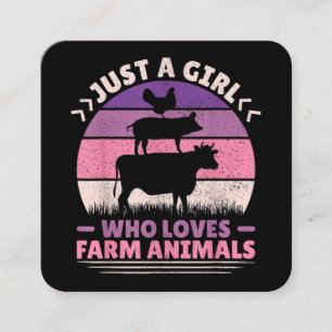 Cartão De Visita Quadrado Apenas Uma Menina Que Ama Os Animais De Fazenda So
