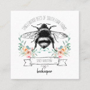 Cartão De Visita Quadrado Apiary Whimsical Apiary Elegant Honey Beekeeper
