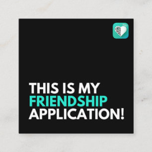 Cartão De Visita Quadrado Aplicação de Amizade