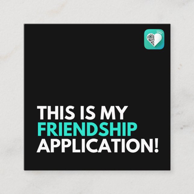 Cartão De Visita Quadrado Aplicação de Amizade (Frente)