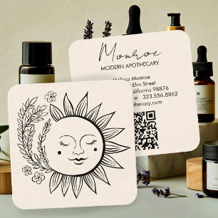 Cartão De Visita Quadrado Apotecário Moderno Floral Boho Elegante Código QR