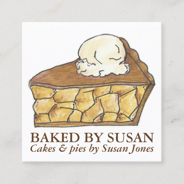 Cartão De Visita Quadrado Apple Pie a la Mode cozido por padaria pastelaria (Frente)