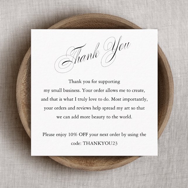 Cartão De Visita Quadrado Apreciação do Cliente Obrigado Desconto do Cupão B (Criador carregado)