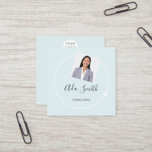 Cartão De Visita Quadrado Aqua Personalizada de Consulta de Fotografias Pers