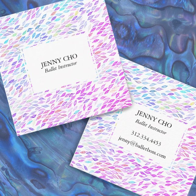 Cartão De Visita Quadrado Aquarela Deixa Penas Fluir Design moderno (Criador carregado)