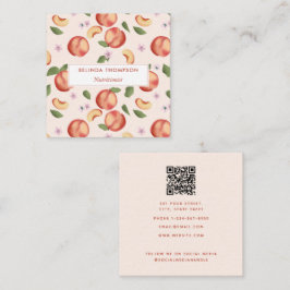 Cartão De Visita Quadrado Aquarela Pêssegos Blossomo Nutricionista Dietician