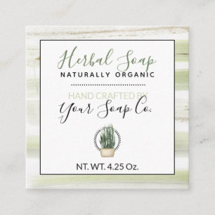 Cartão De Visita Quadrado Aquarela Verdes + Planta (Personalizado) #Marcador