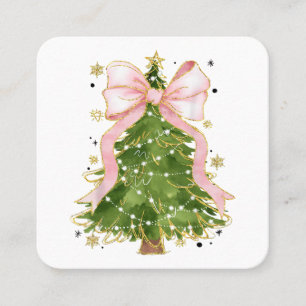 Cartão De Visita Quadrado Arco Coquette Natal Árvore Feriado Feriado Girasso