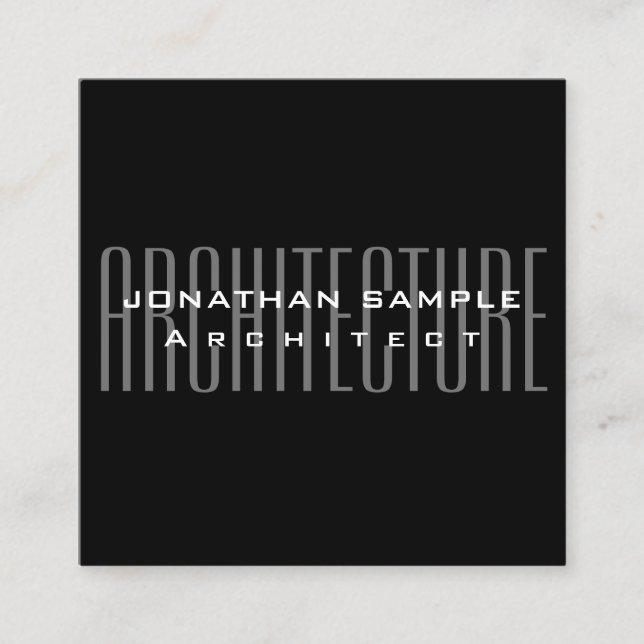 Cartão De Visita Quadrado Arquiteto de negócios personalizado profissional e (Frente)