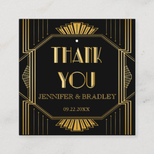 Cartão De Visita Quadrado Art deco de Gatsby que Wedding a cor feita sob