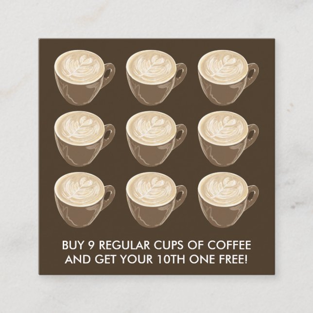 Cartão De Visita Quadrado arte cardíaca do café (Frente)