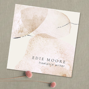 Cartão De Visita Quadrado Arte de Abstrato com Aquarela Rústica Terrestre Pi