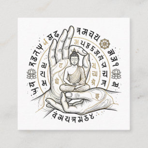 Cartão De Visita Quadrado Arte de Parede Budista de Meditação Espiritual Dec