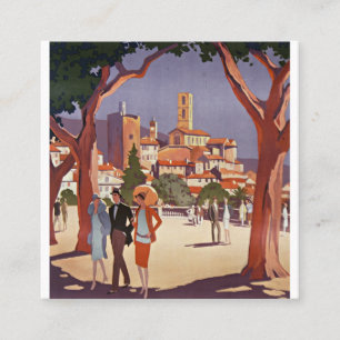 Cartão De Visita Quadrado Arte de Verão Vintage Grasse