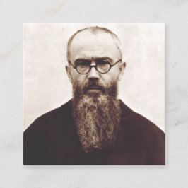 Cartão De Visita Quadrado Arte do Santo Maximiliano Kolbe Padre Católico Pol