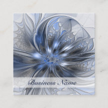 Arte Fractal Floral Abstrata em Aquarela Azul Cinz