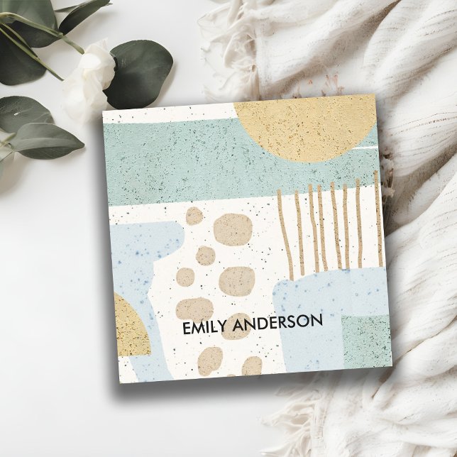 CARTÃO DE VISITA QUADRADO ARTE GEOMÉTRICA DE ABSTRATO DE AQUA MODERNA SUJA S (Criador carregado)