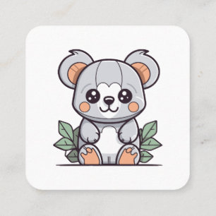 Cartão De Visita Quadrado Arte Kawaii do Koala Mágico Vetorizada