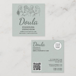 Cartão De Visita Quadrado Arte Linear de Parteira Doula Pós-Parto