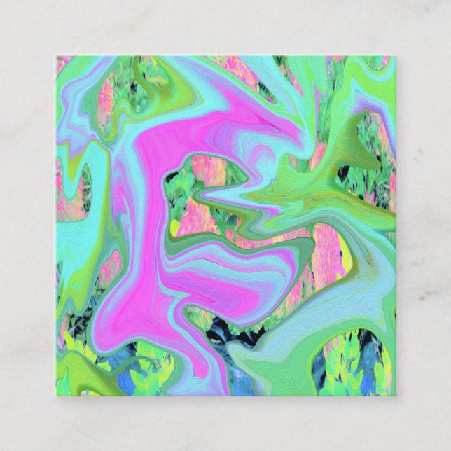 Cartão De Visita Quadrado Arte líquida azul-retrorreflectora em Hydrangea (Frente)