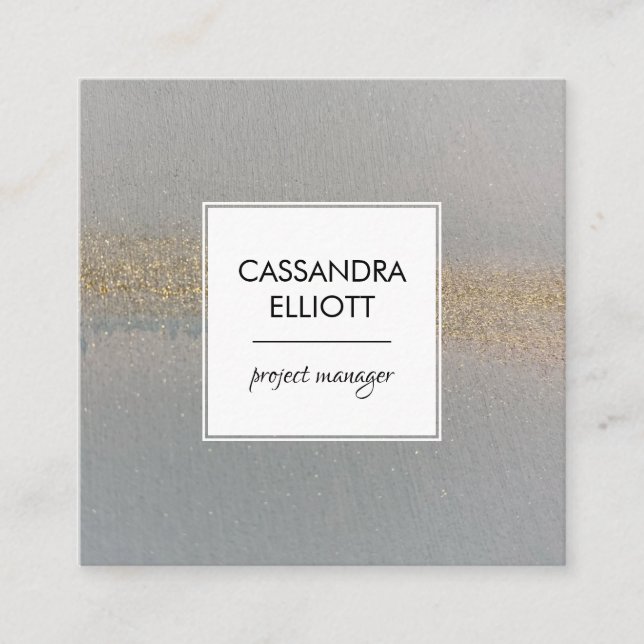 Cartão De Visita Quadrado Arte Líquida Dourada Azul-Vazia-Vazia (Frente)