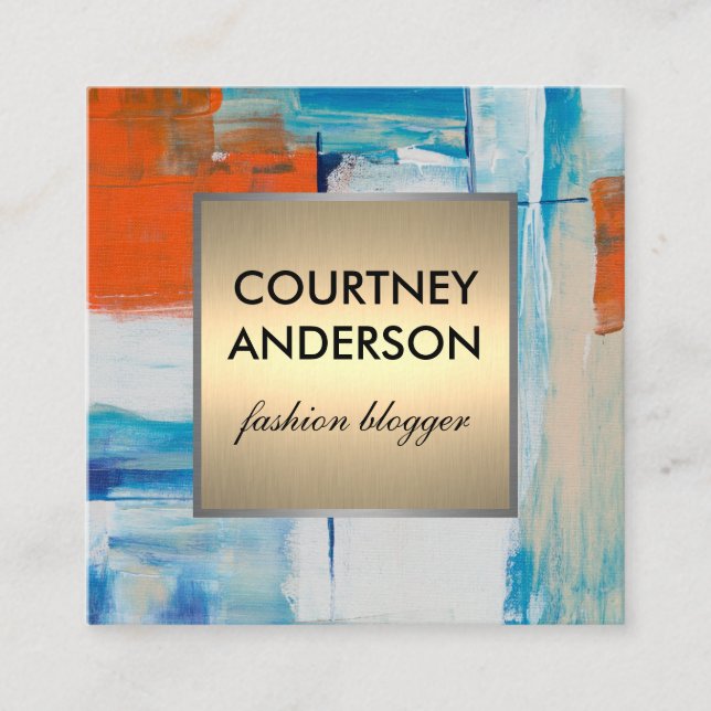 Cartão De Visita Quadrado Arte Moderna | Padrão Dourado Metálico (Frente)