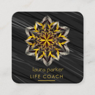 Cartão De Visita Quadrado Arte Tribal Boho Mandala Terapia de Massagem Yoga