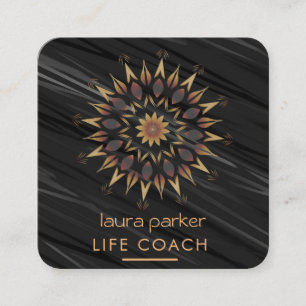 Cartão De Visita Quadrado Arte Tribal Boho Mandala Terapia de Massagem Yoga