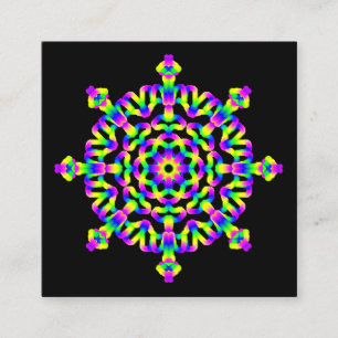 Cartão De Visita Quadrado *~* Artes poderosas de Mandala neon