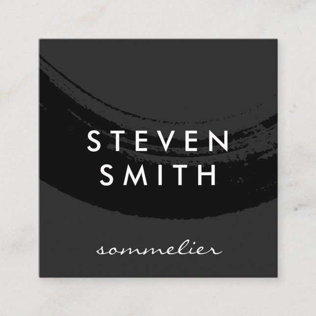 Cartão De Visita Quadrado Artesanato Bruto em Preto (Frente)