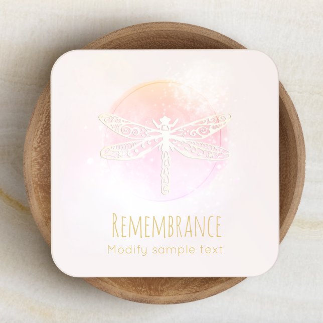 Cartão De Visita Quadrado Articulado Rosa Aquarela Dragonfly Beauty Spa (Criador carregado)