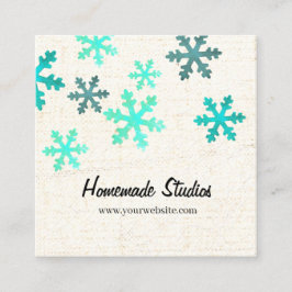 Cartão De Visita Quadrado Artisan Canvas Snowflake Happiness