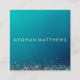 Cartão De Visita Quadrado Artista da Stylist da Bela Espelho Azul Silver