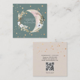 Cartão De Visita Quadrado Artista de Joias Feitas à Mão Dourada E