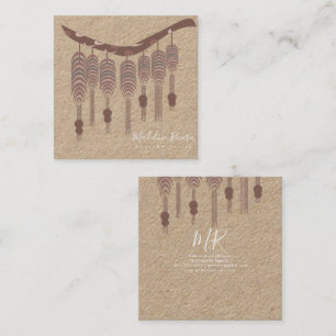 Cartão De Visita Quadrado Artista de Macrame Designer Artesanal Artista