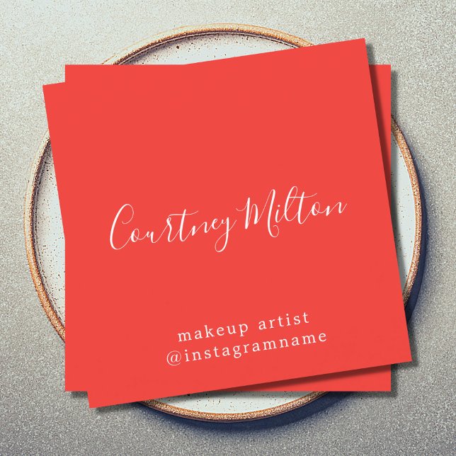 Cartão De Visita Quadrado Artista de Makeup Elegante Moderno (Criador carregado)
