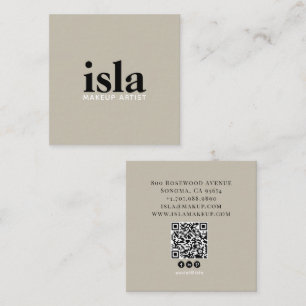 Cartão De Visita Quadrado Artista de Maquiagem Código QR Minimalista Moderno