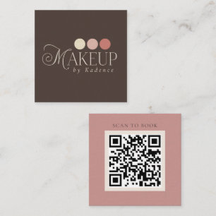 Cartão De Visita Quadrado Artista de Maquiagem com Código QR Minimalista Mod
