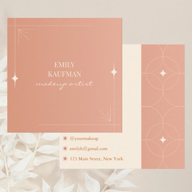 Cartão De Visita Quadrado Artista de Maquiagem da Trendy Gradient Terracotta (Criador carregado)