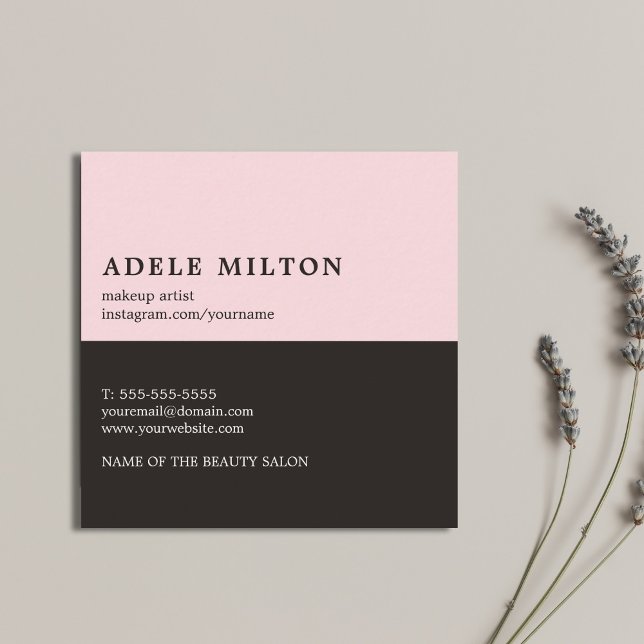 Cartão De Visita Quadrado Artista de maquiagem de Lábios Pretos Elegantes Ro (Criador carregado)