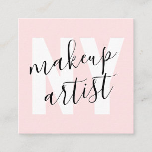 Cartão De Visita Quadrado Artista de maquiagem de rosas claro de script de a
