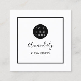 Cartão De Visita Quadrado Artista de maquiagem do logotipo personalizado pre