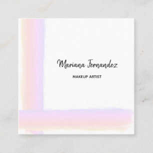 Cartão De Visita Quadrado Artista de Maquiagem do Traço Pincel Pintado com A