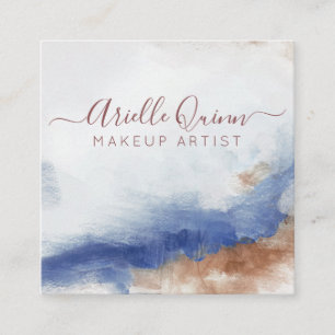 Cartão De Visita Quadrado Artista de Maquiagem por Aquarela abstrato