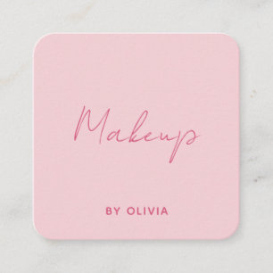 Cartão De Visita Quadrado Artista de Maquiagem Rosa Minimalista Moderna