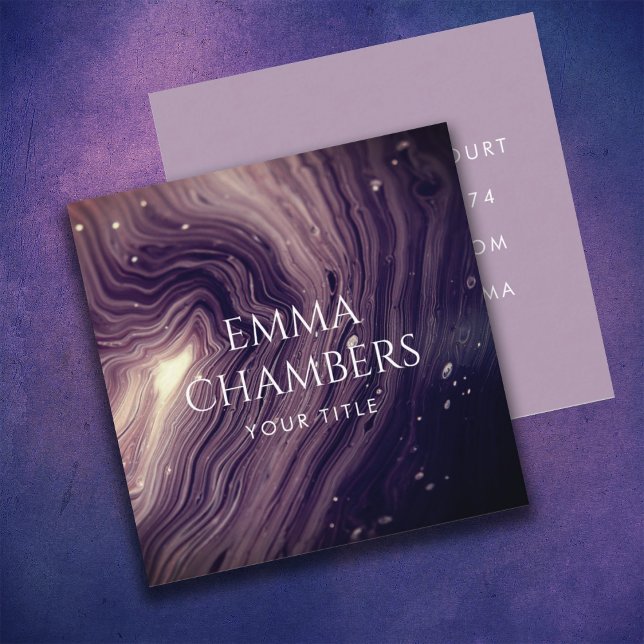 Cartão De Visita Quadrado Artista de Maquiagem Roxo-Abstrato da-Étera (Criador carregado)