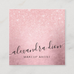 Cartão De Visita Quadrado Artista de maquilhagem de ouro de rosa-rosa Elegan