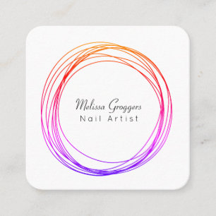 Cartão De Visita Quadrado Artista de Unhas Moderna Falso Ouro Circulares Des
