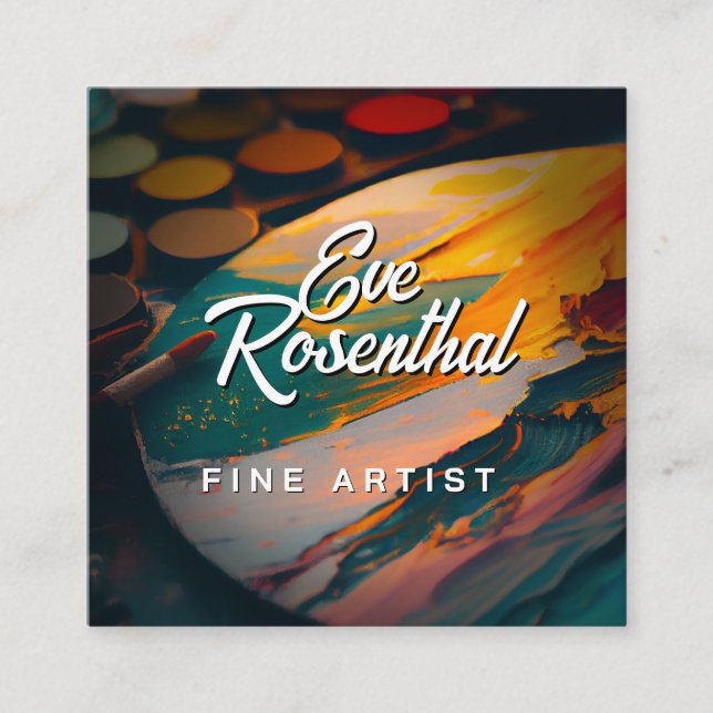 Cartão De Visita Quadrado Artista Fino | Profissional (Frente)