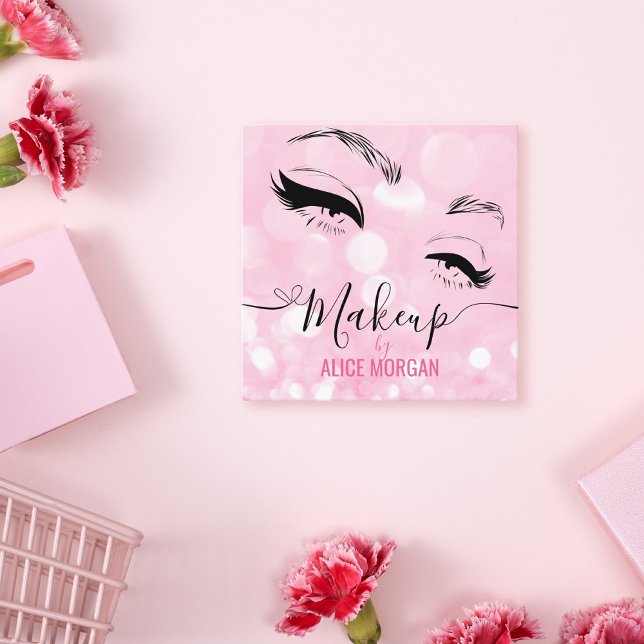 Cartão De Visita Quadrado Artista Glamor Bokeh Sequin QR (Criador carregado)